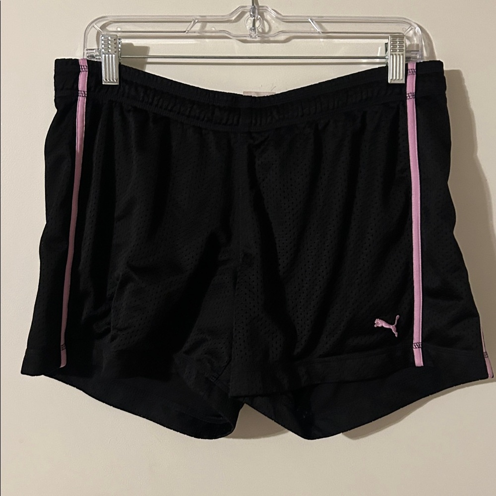 Puma Black Shorts with Light Pink Details